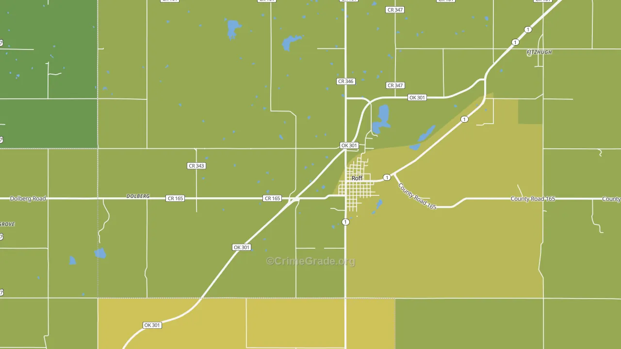 Roff, OK Map of Vandalism Rates