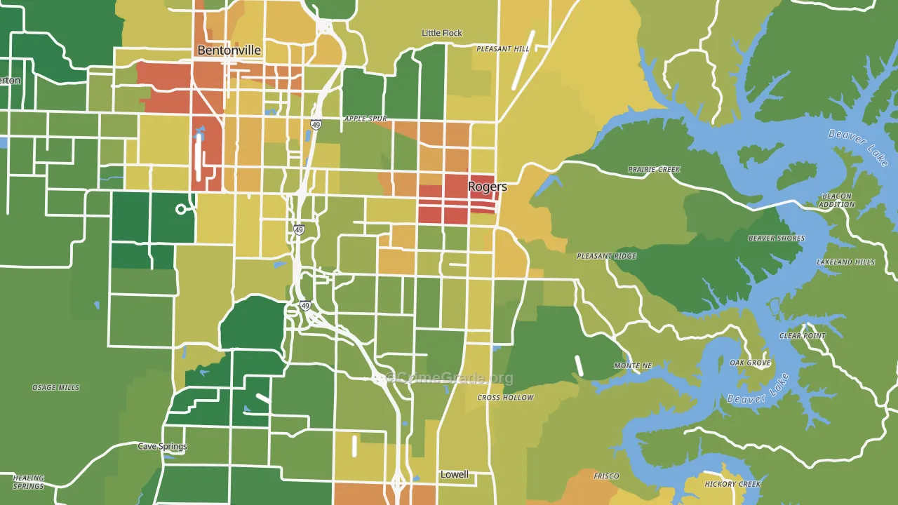 Rogers, AR Map of Vandalism Rates