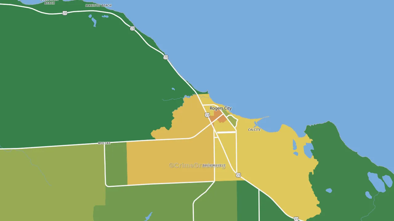 Rogers City, MI Map of Vandalism Rates