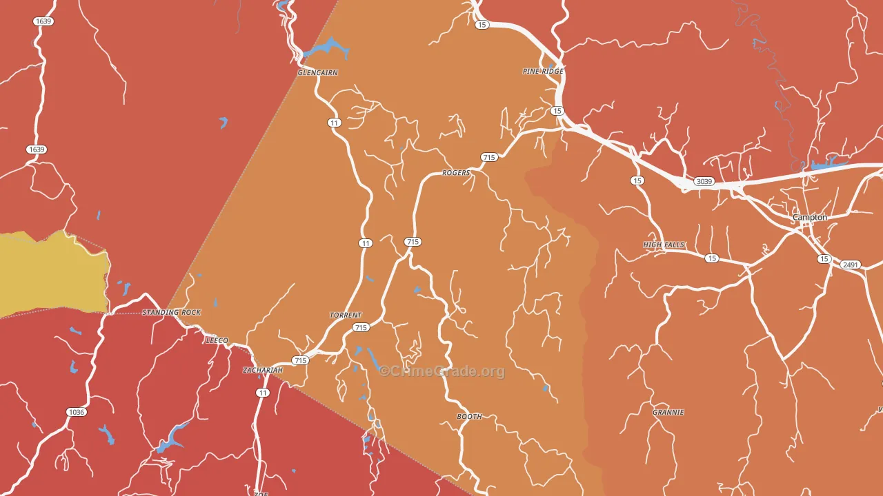 Rogers, KY Map of Vandalism Rates