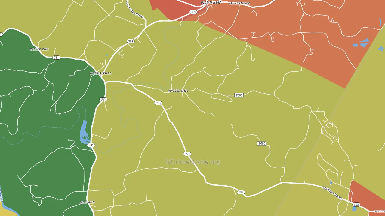Rogers Mill, PA Map of Vandalism Rates