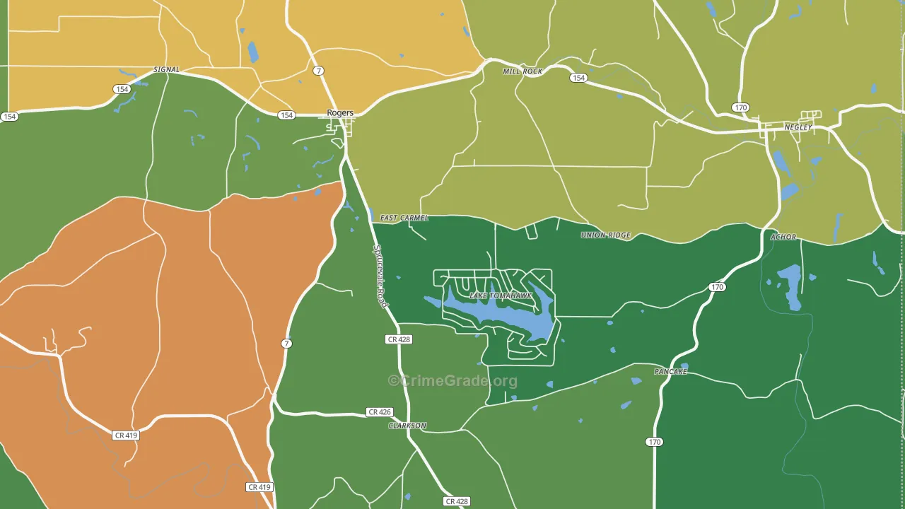 Rogers, OH Map of Vandalism Rates