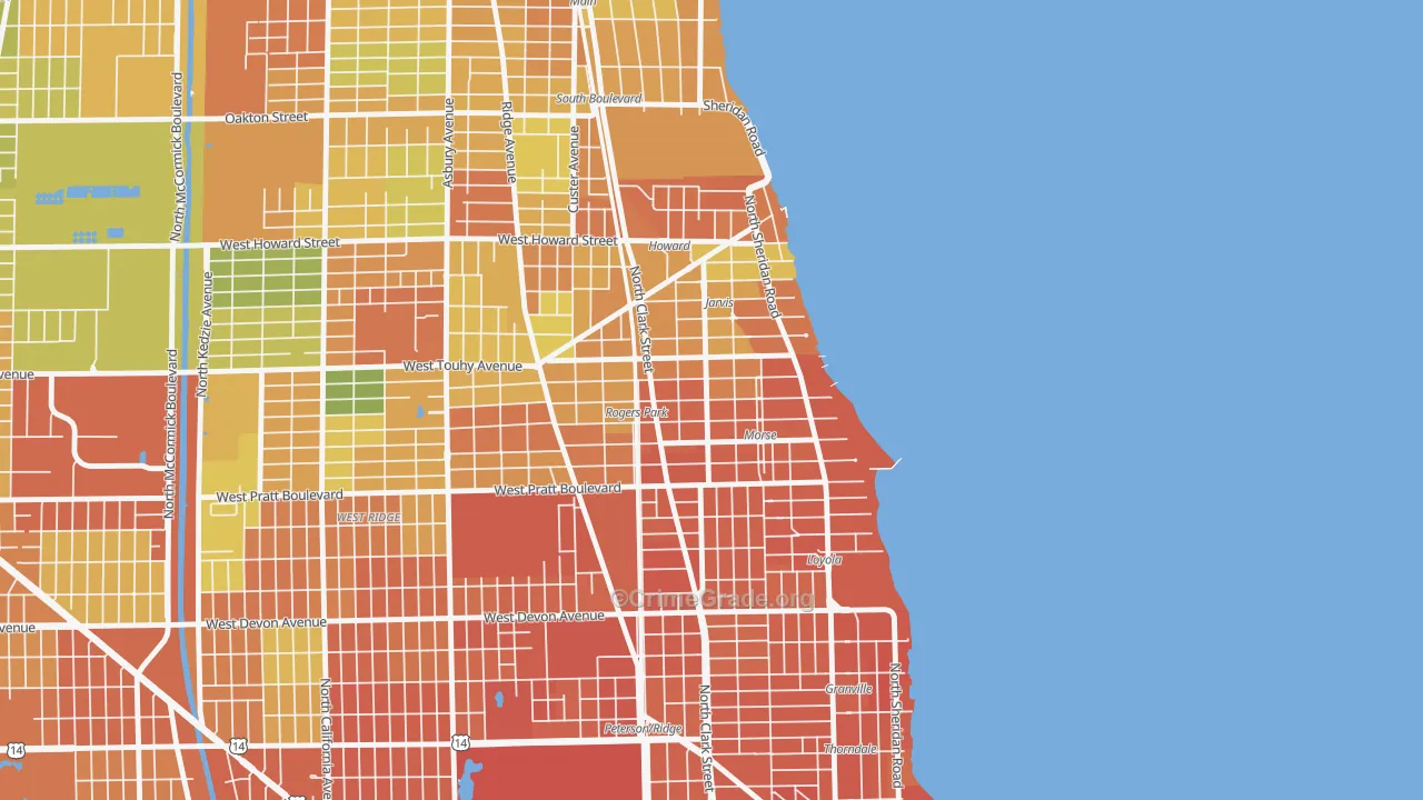 Rogers Park, Chicago, IL Map of Vandalism Rates