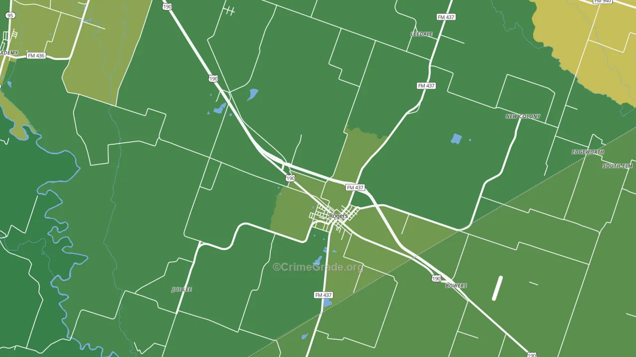Rogers, TX Map of Vandalism Rates
