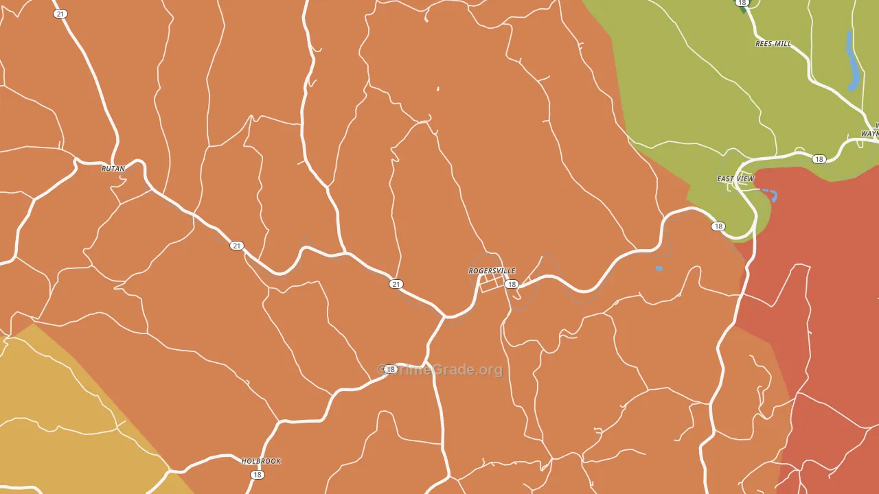 Rogersville, PA Map of Vandalism Rates