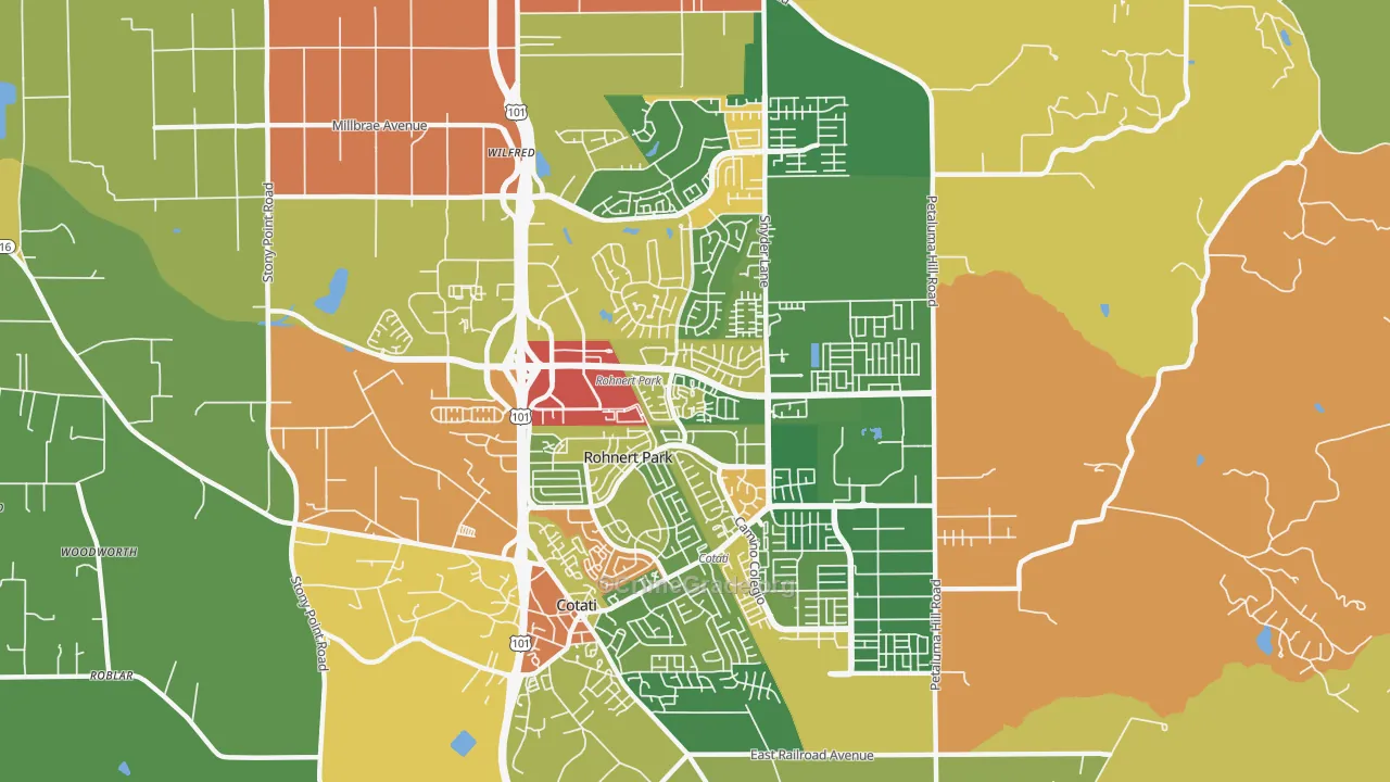 Rohnert Park, CA Map of Vandalism Rates