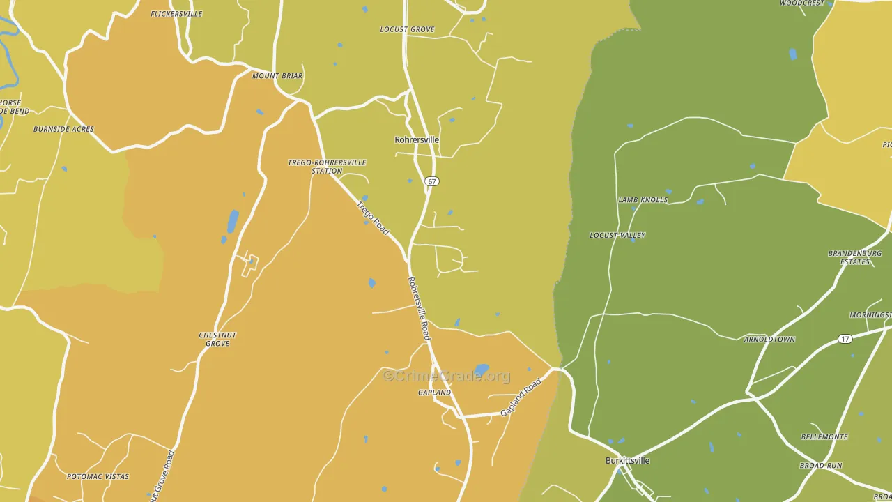 Rohrersville, MD Map of Vandalism Rates