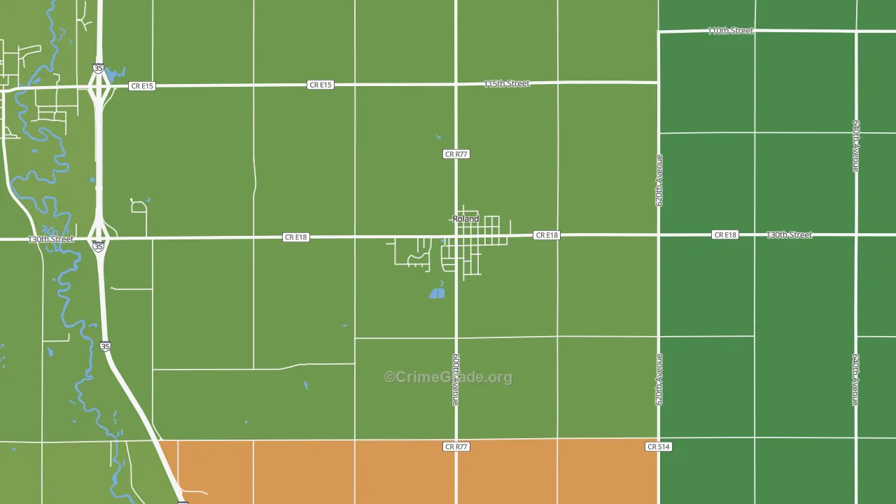 Roland, IA Map of Vandalism Rates