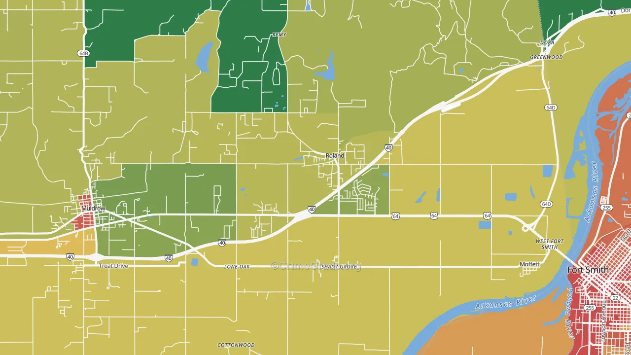 Roland, OK Map of Vandalism Rates