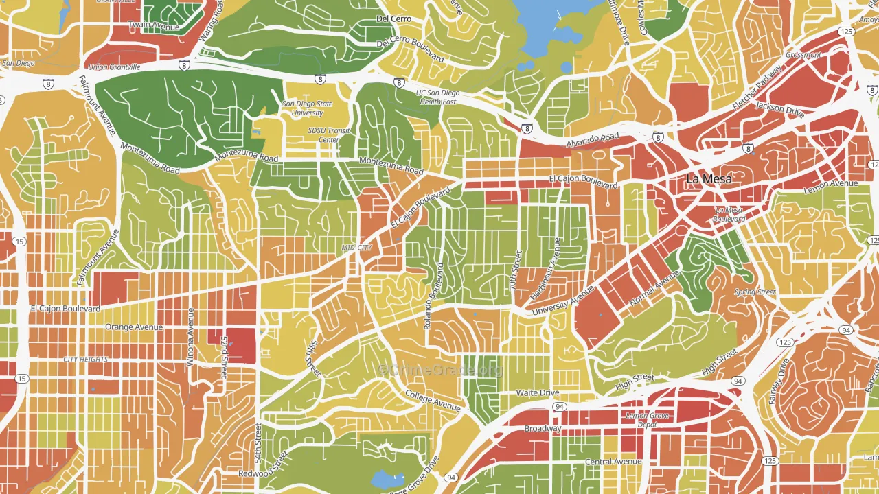 Rolando, San Diego, CA Map of Vandalism Rates