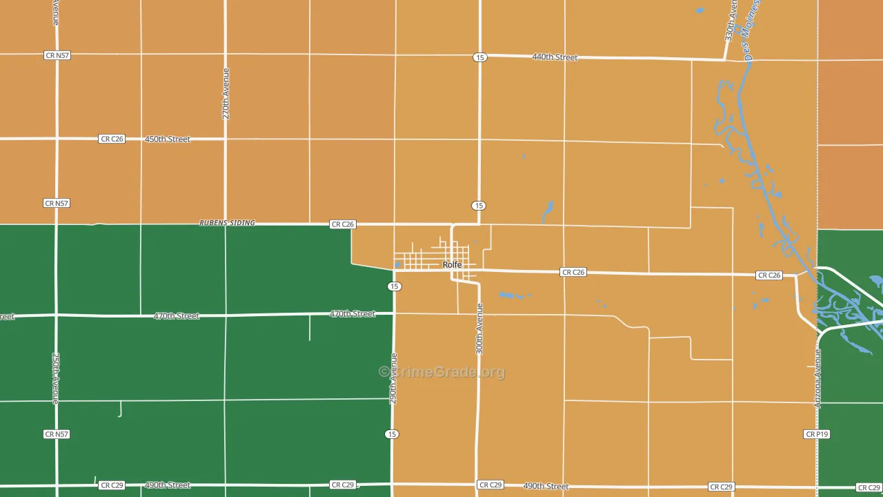 Rolfe, IA Map of Vandalism Rates