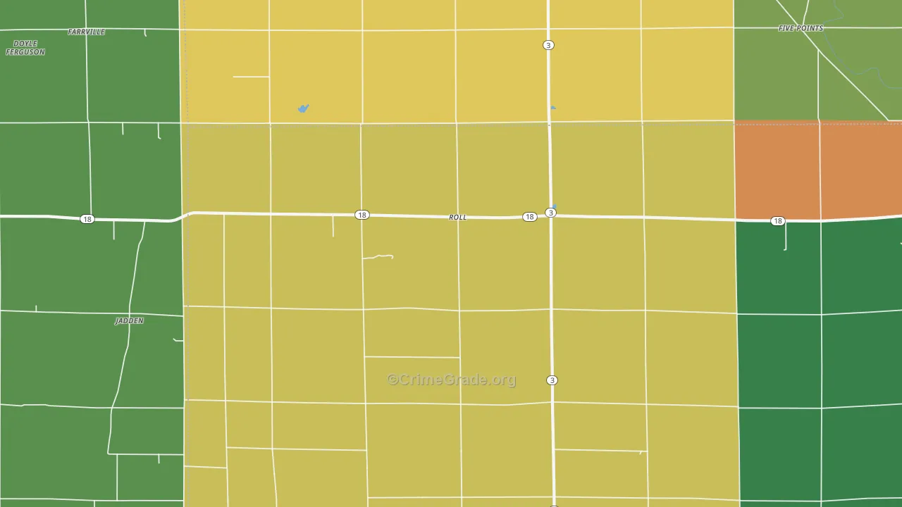 Roll, IN Map of Vandalism Rates