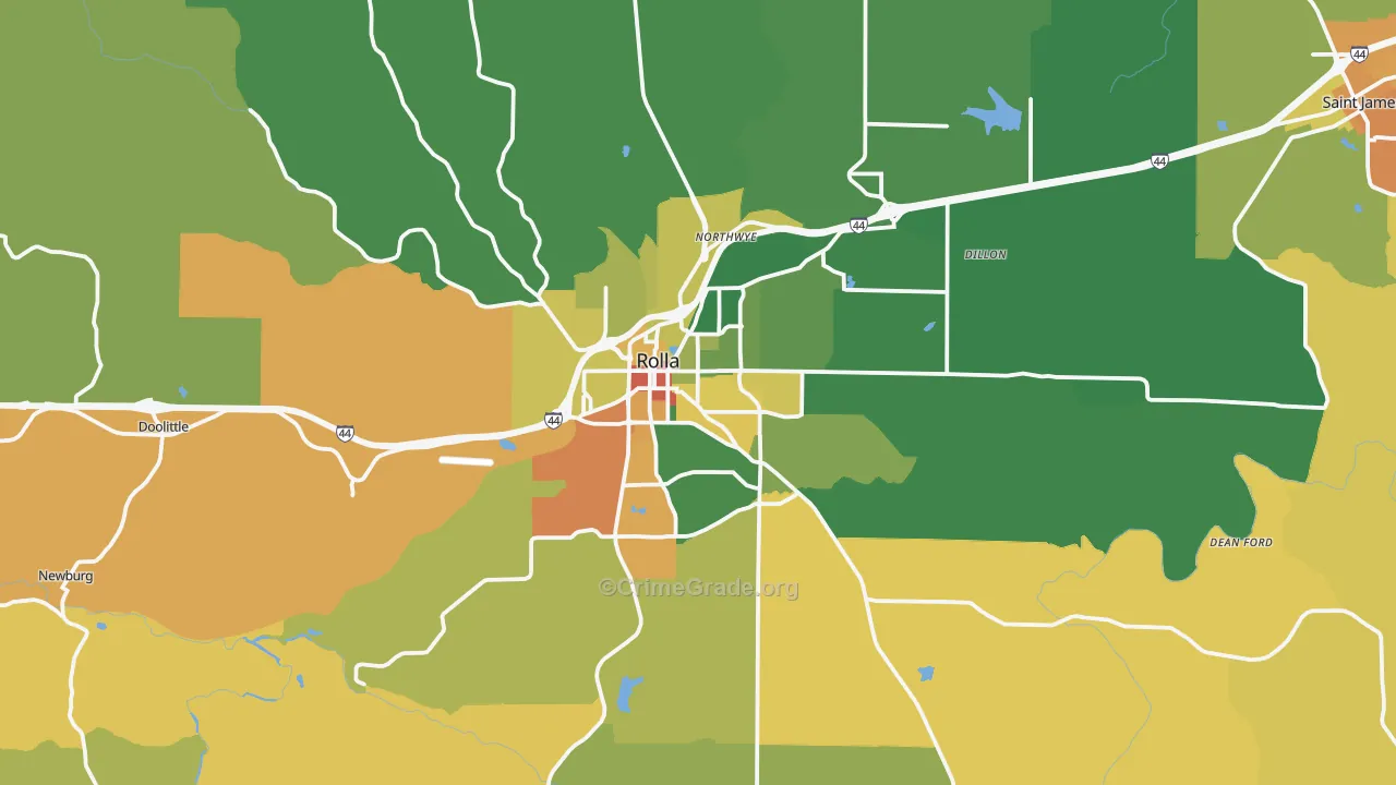 Rolla, MO Map of Vandalism Rates