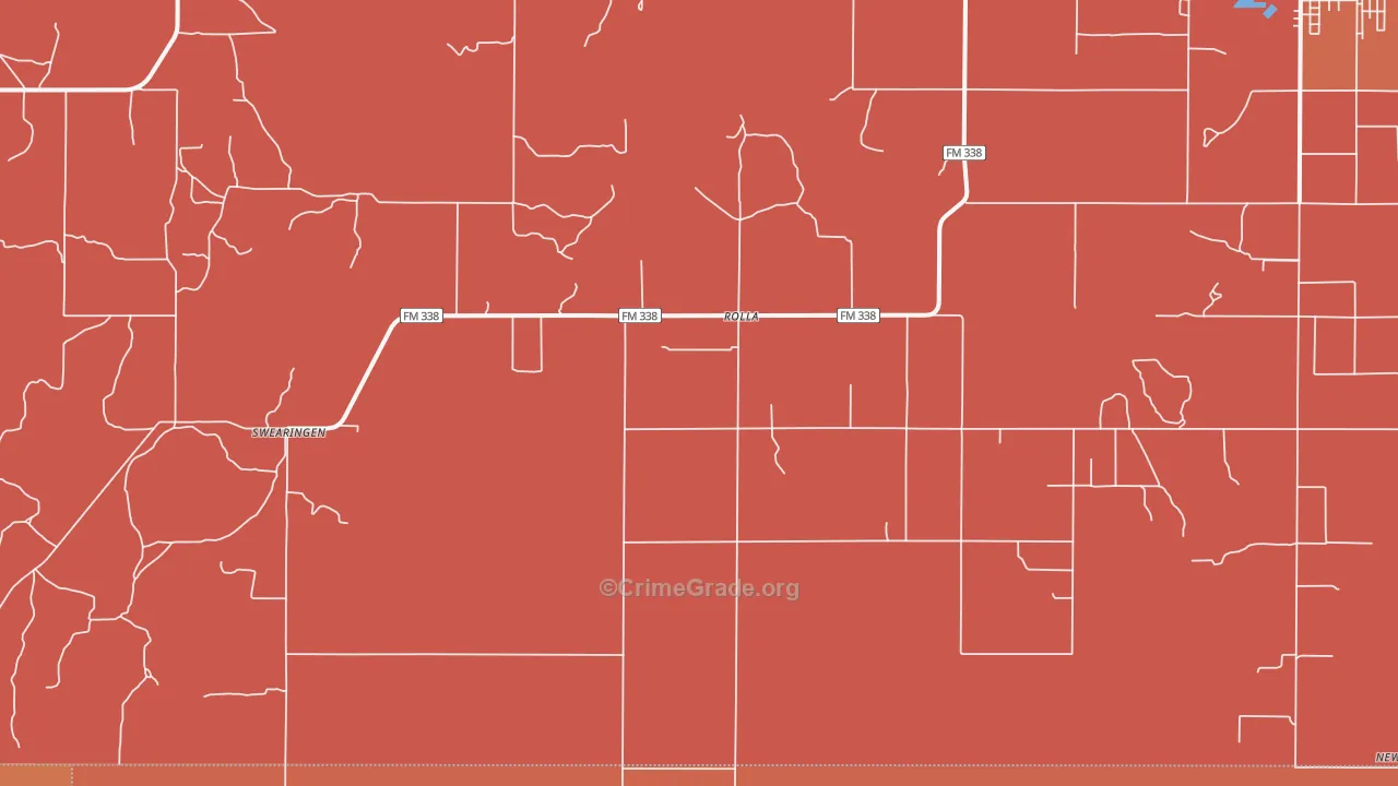 Rolla, TX Map of Vandalism Rates