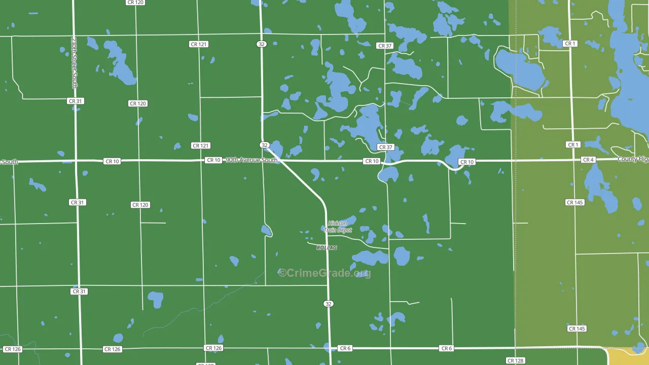 Rollag, MN Map of Vandalism Rates