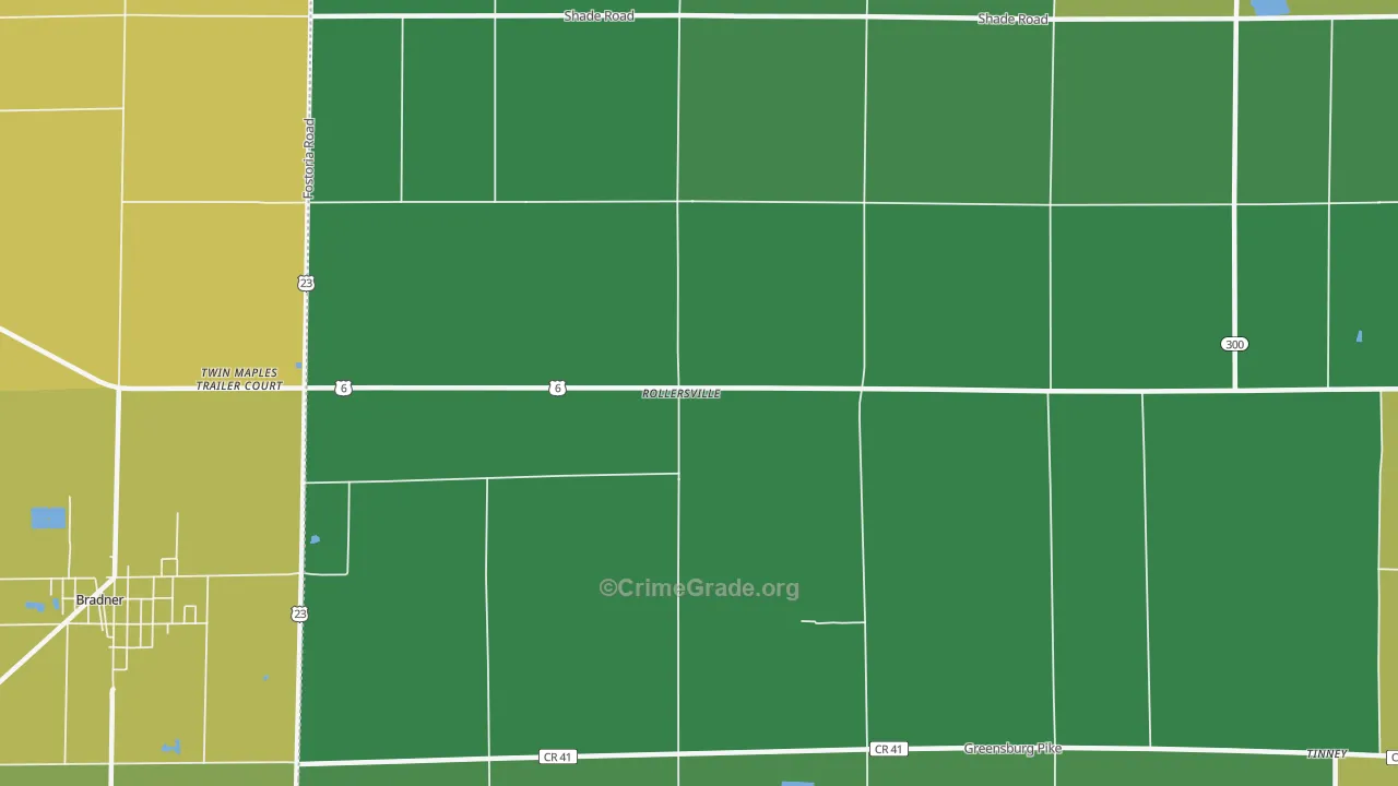 Rollersville, OH Map of Vandalism Rates