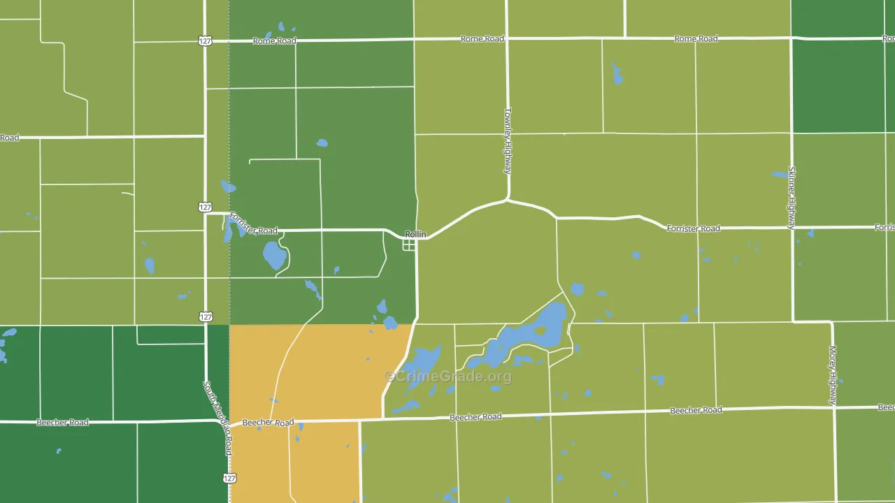 Rollin, MI Map of Vandalism Rates
