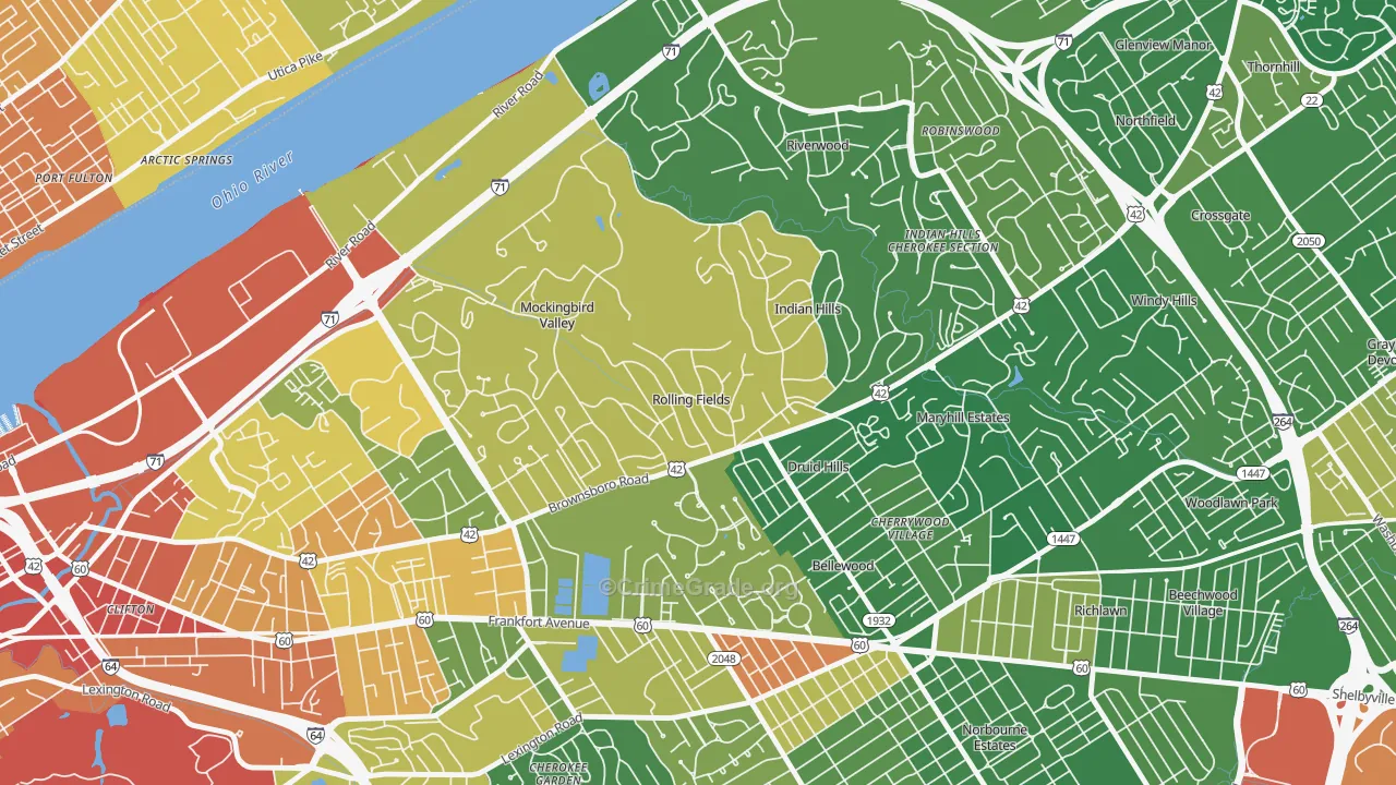 Rolling Fields, KY Map of Vandalism Rates