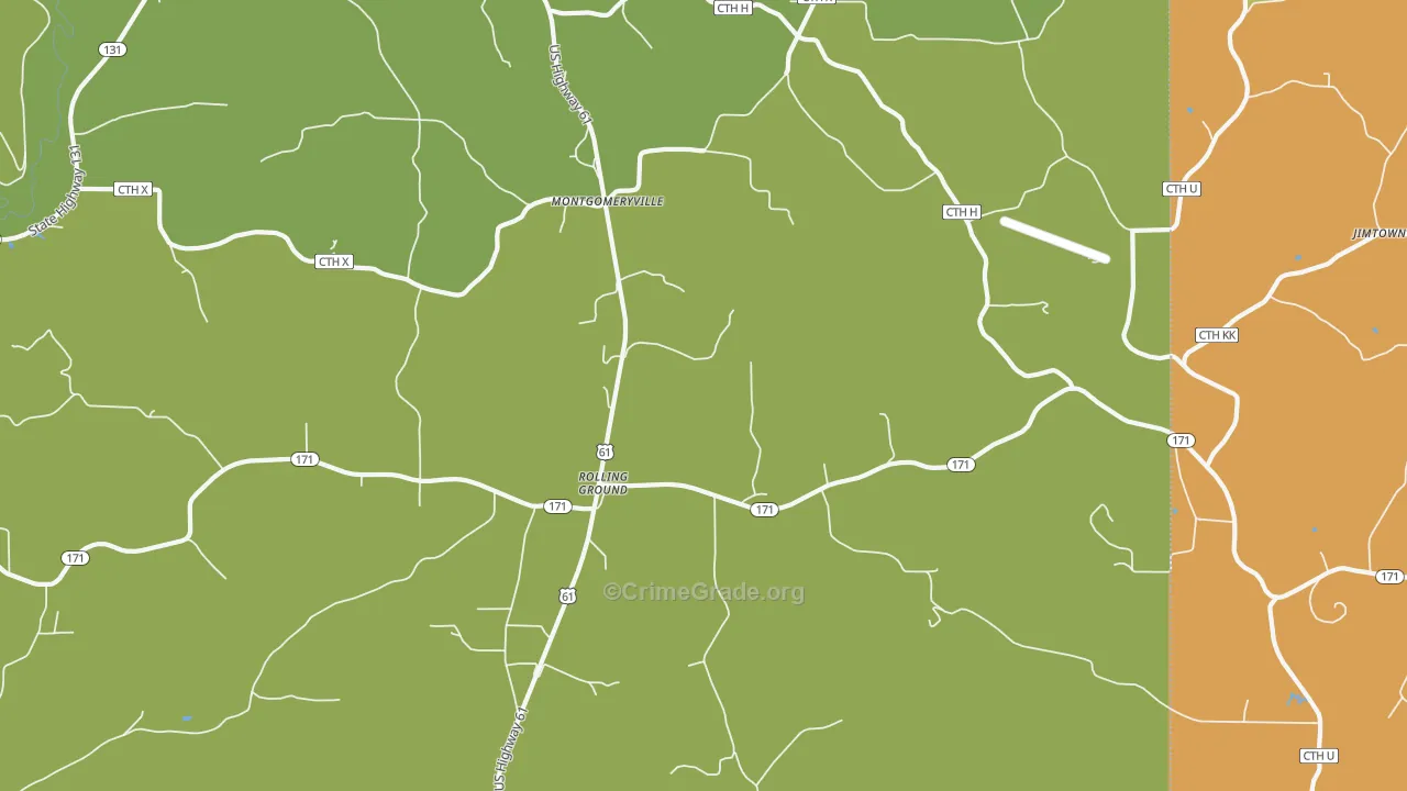 Rolling Ground, WI Map of Vandalism Rates
