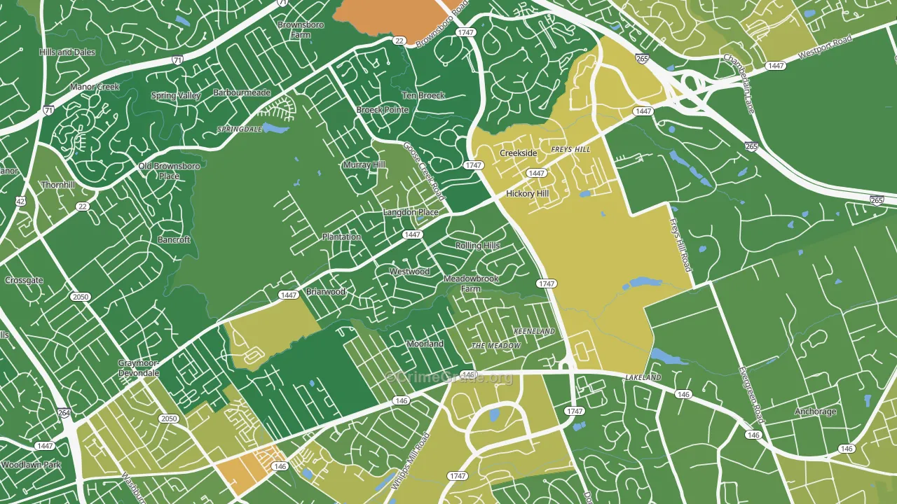 Rolling Hills, KY Map of Vandalism Rates