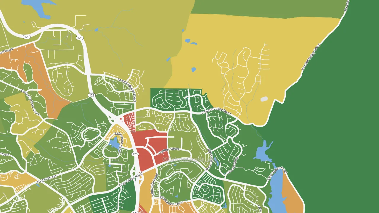 Rolling Hills Ranch, Chula Vista, CA Map of Vandalism Rates