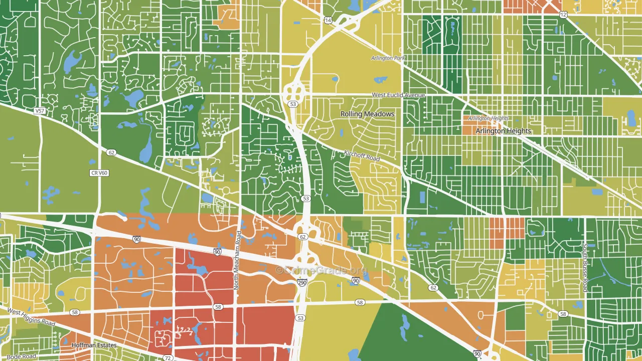 Rolling Meadows, IL Map of Vandalism Rates