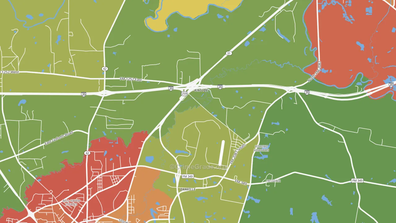 Rolling Meadows, TX Map of Vandalism Rates