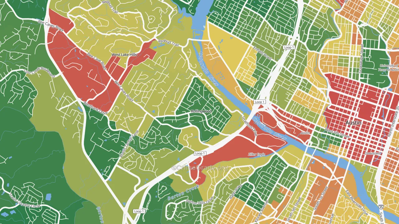 Rollingwood, TX Map of Vandalism Rates