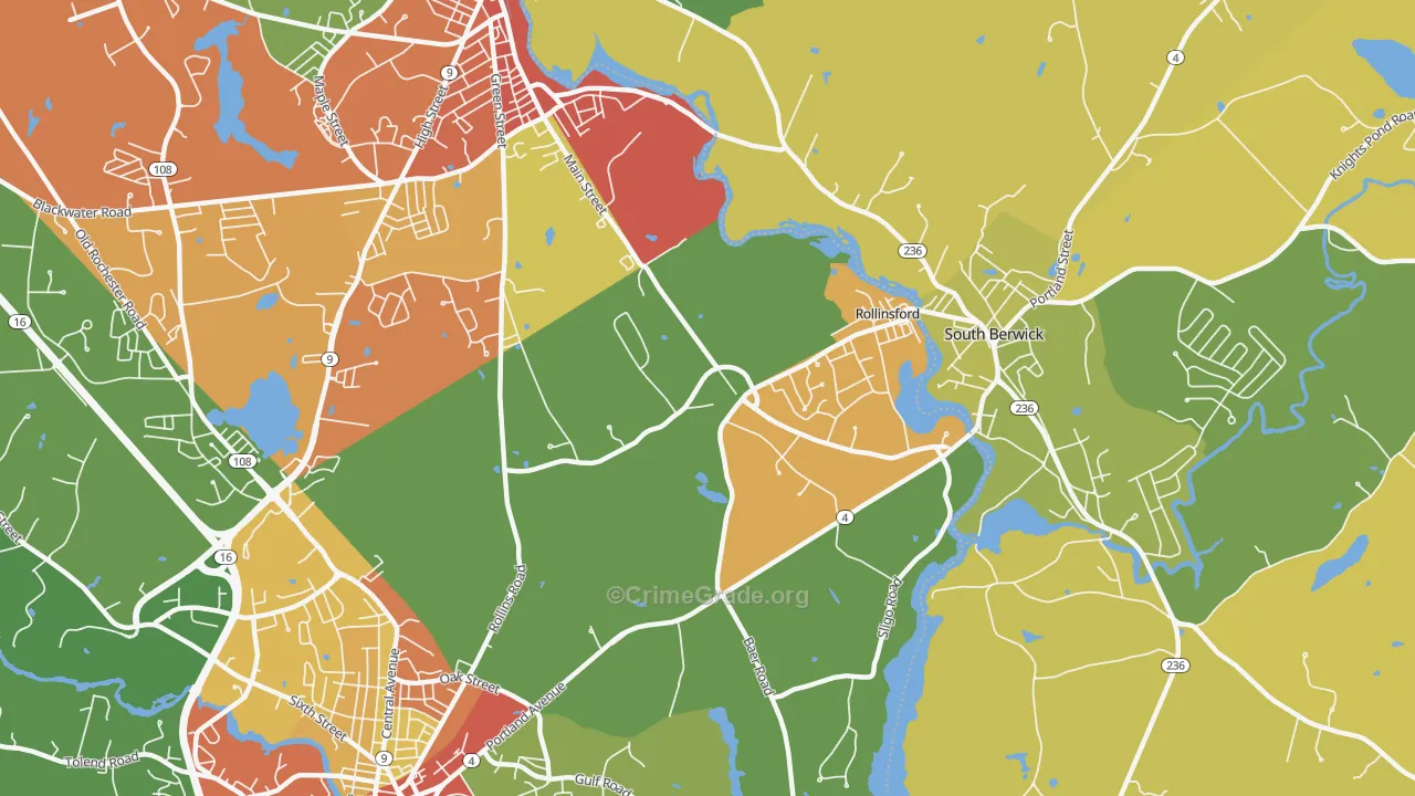 Rollinsford, NH Map of Vandalism Rates