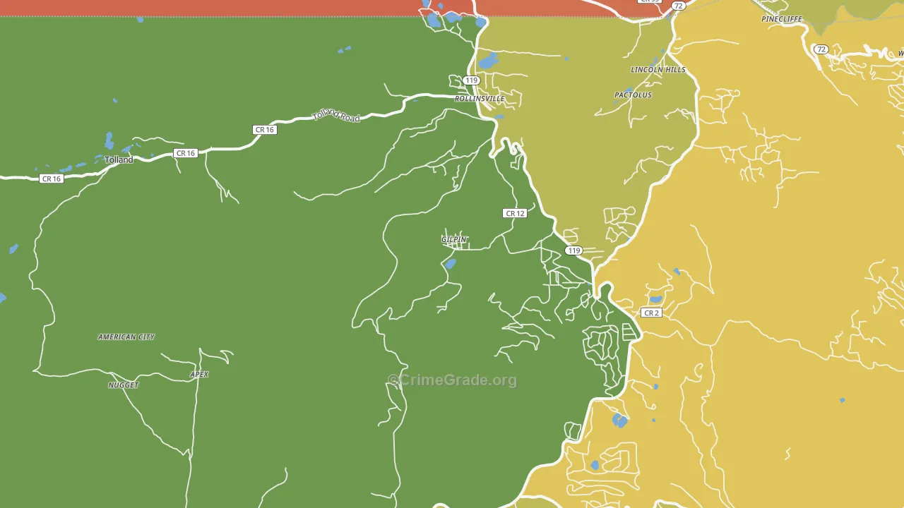Rollinsville, CO Map of Vandalism Rates