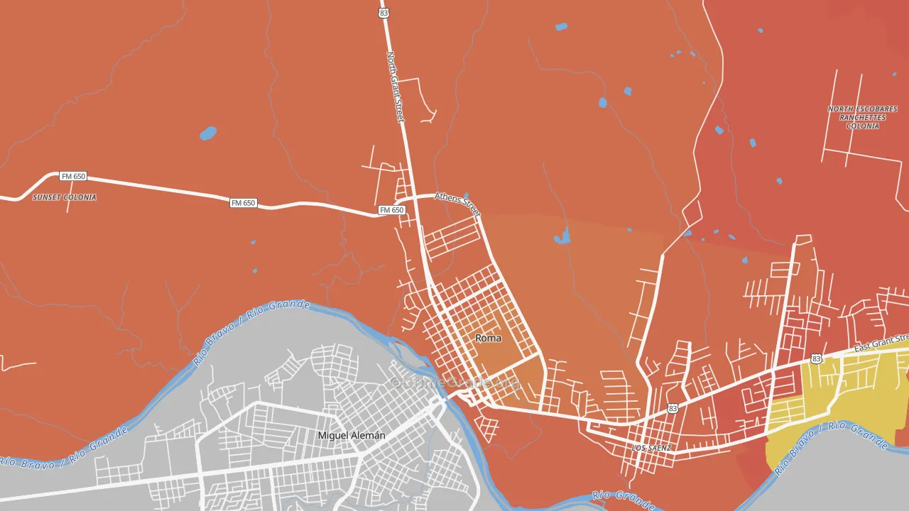 Roma Creek, TX Map of Vandalism Rates