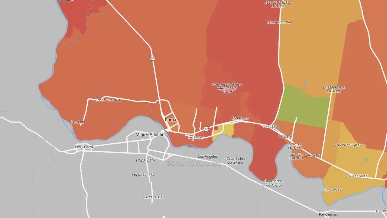 Roma, TX Map of Vandalism Rates