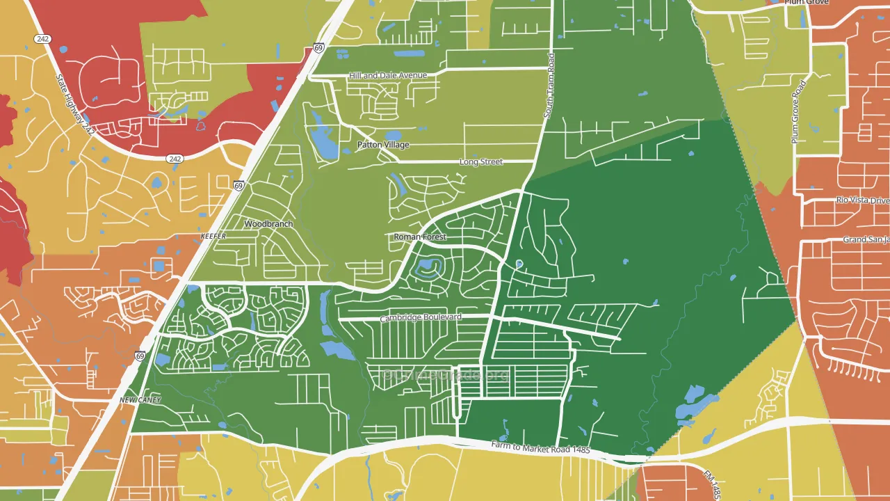 Roman Forest, TX Map of Vandalism Rates