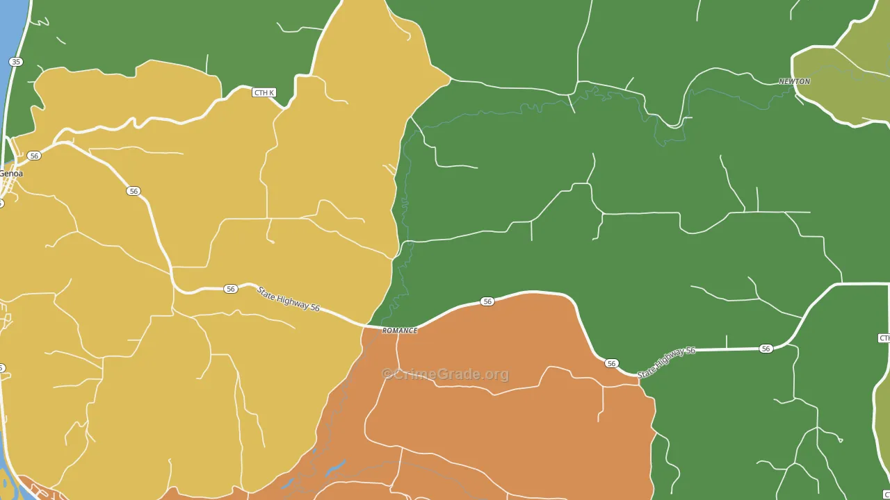 Romance, WI Map of Vandalism Rates