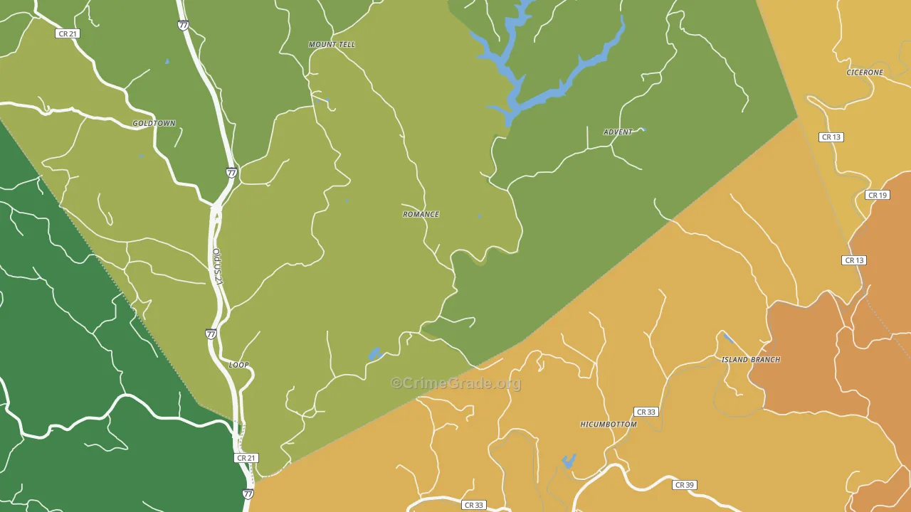 Romance, WV Map of Vandalism Rates
