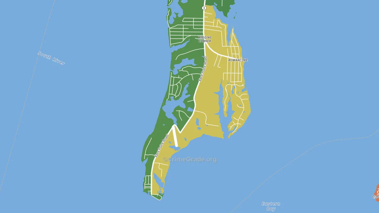 Romancoke on the Bay, MD Map of Vandalism Rates