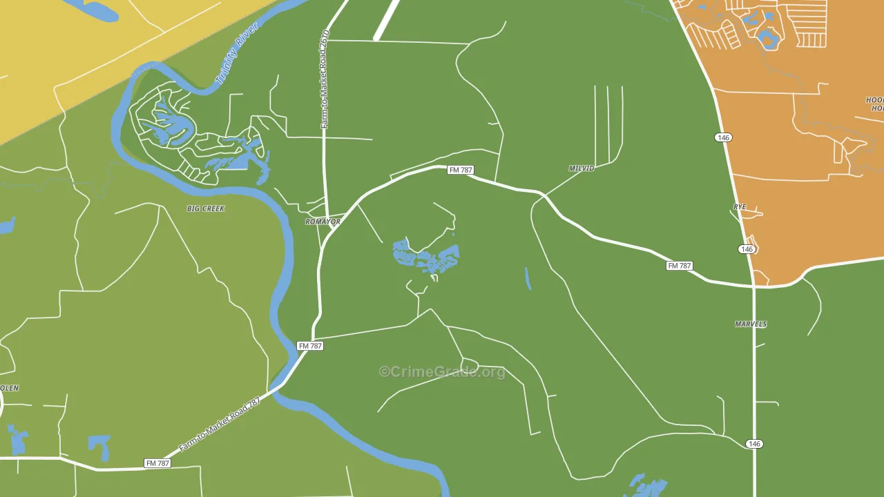 Romayor, TX Map of Vandalism Rates
