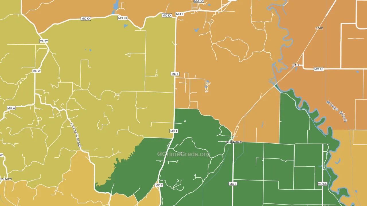 Rombauer, MO Map of Vandalism Rates