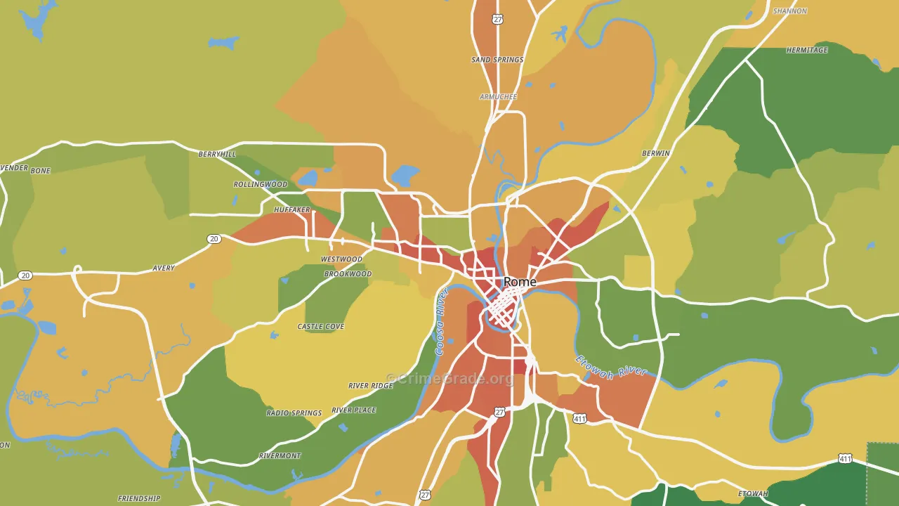 Rome, GA Map of Vandalism Rates
