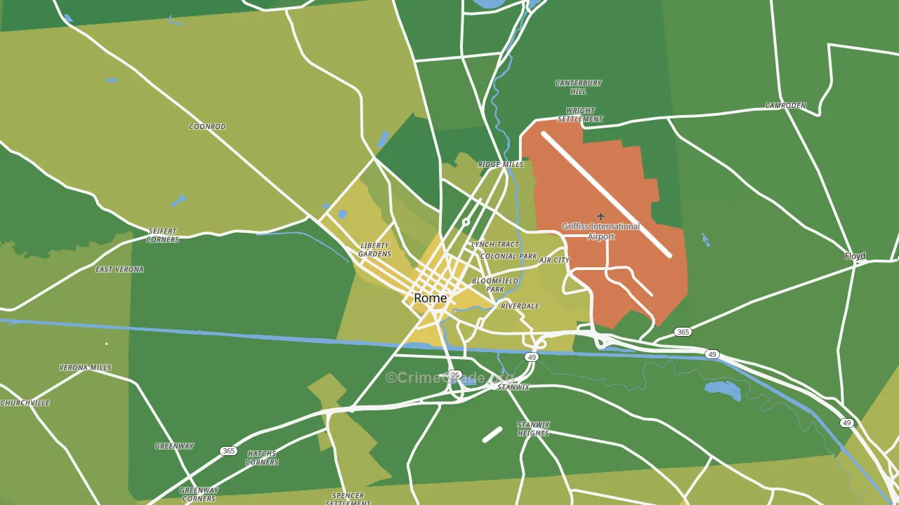 Rome, NY Map of Vandalism Rates