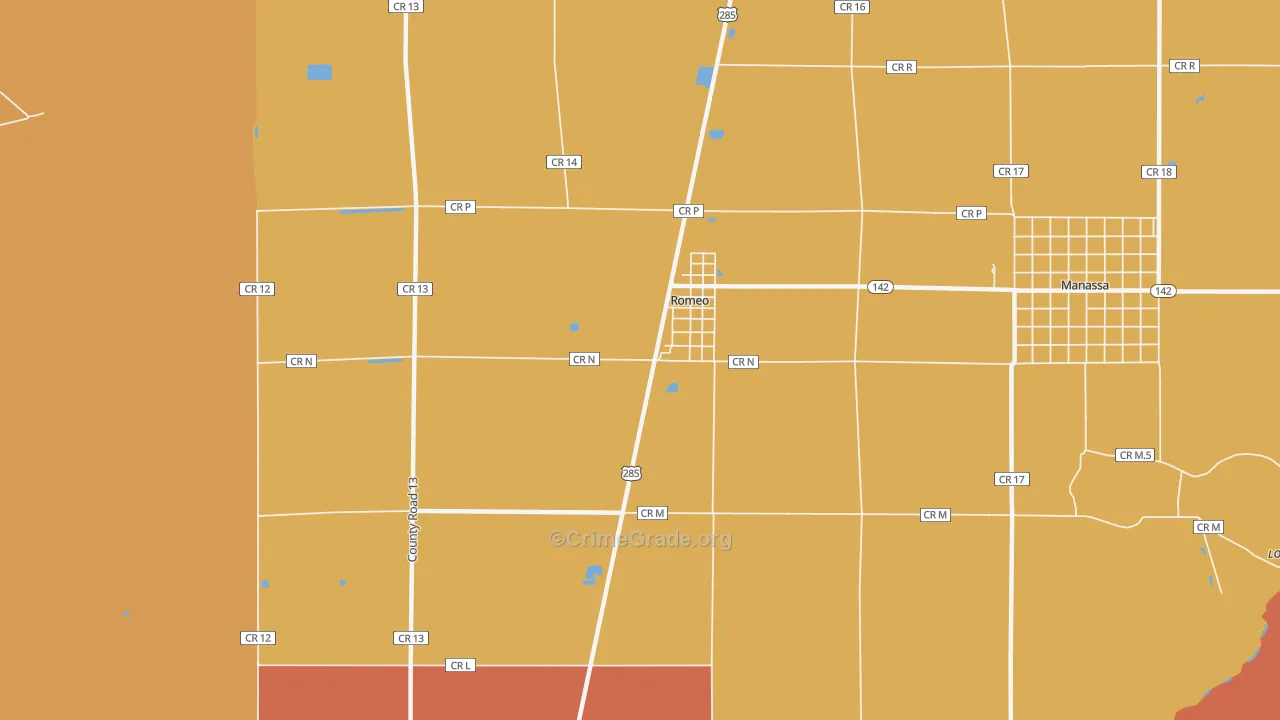 Romeo, CO Map of Vandalism Rates