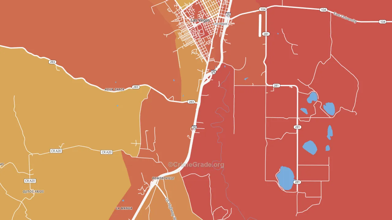 Romeroville, NM Map of Vandalism Rates