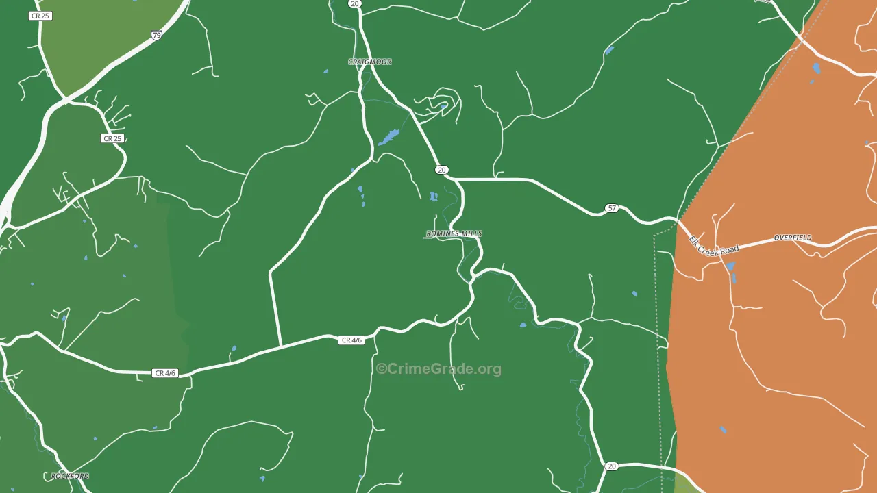 Romines Mills, WV Map of Vandalism Rates