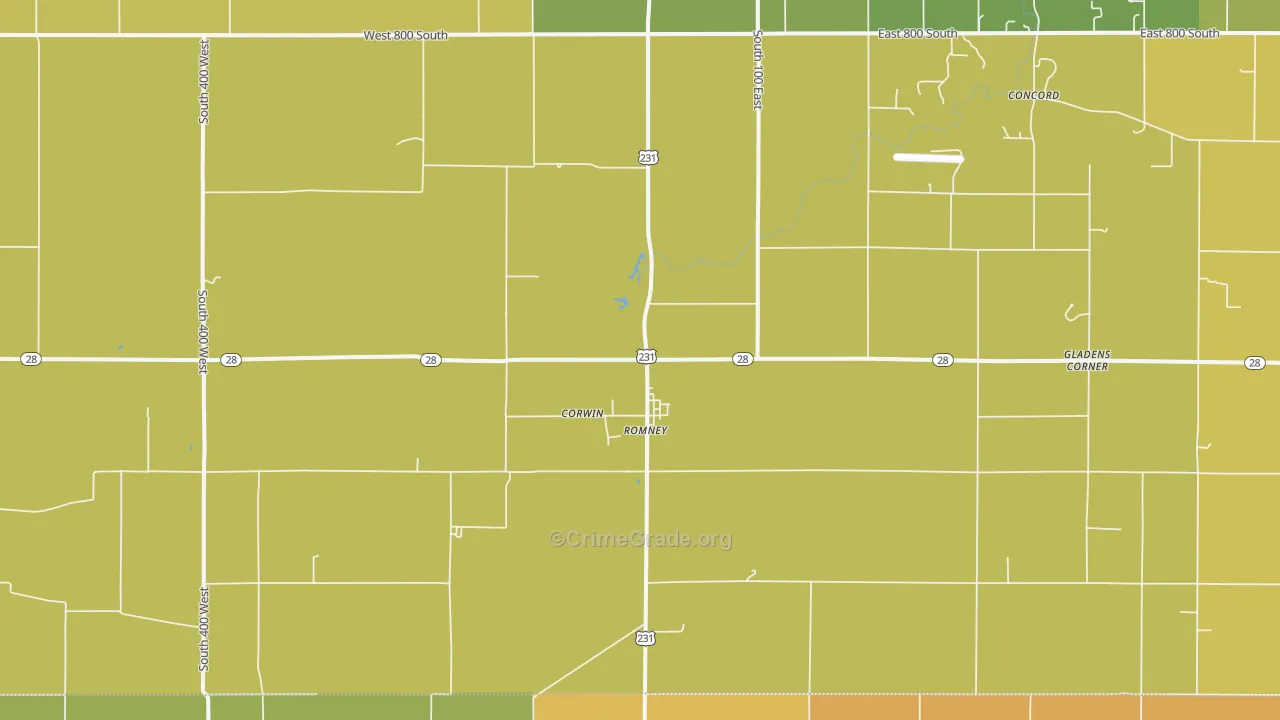 Romney, IN Map of Vandalism Rates