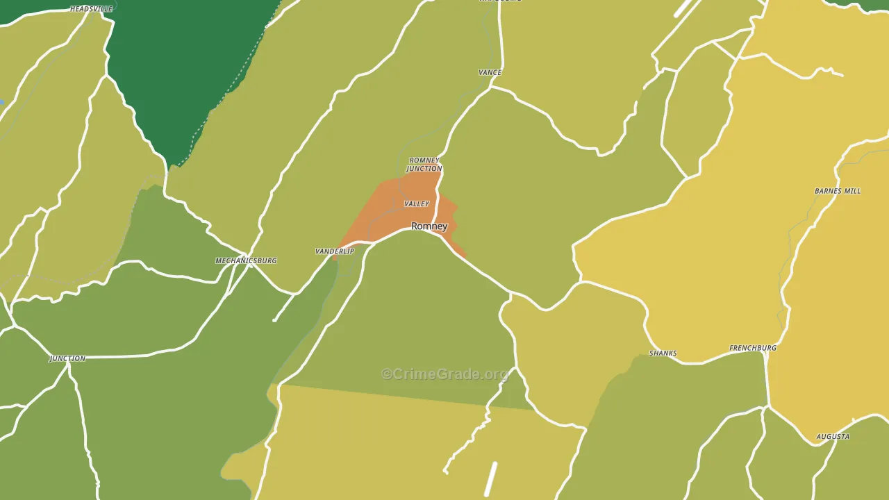 Romney, WV Map of Vandalism Rates