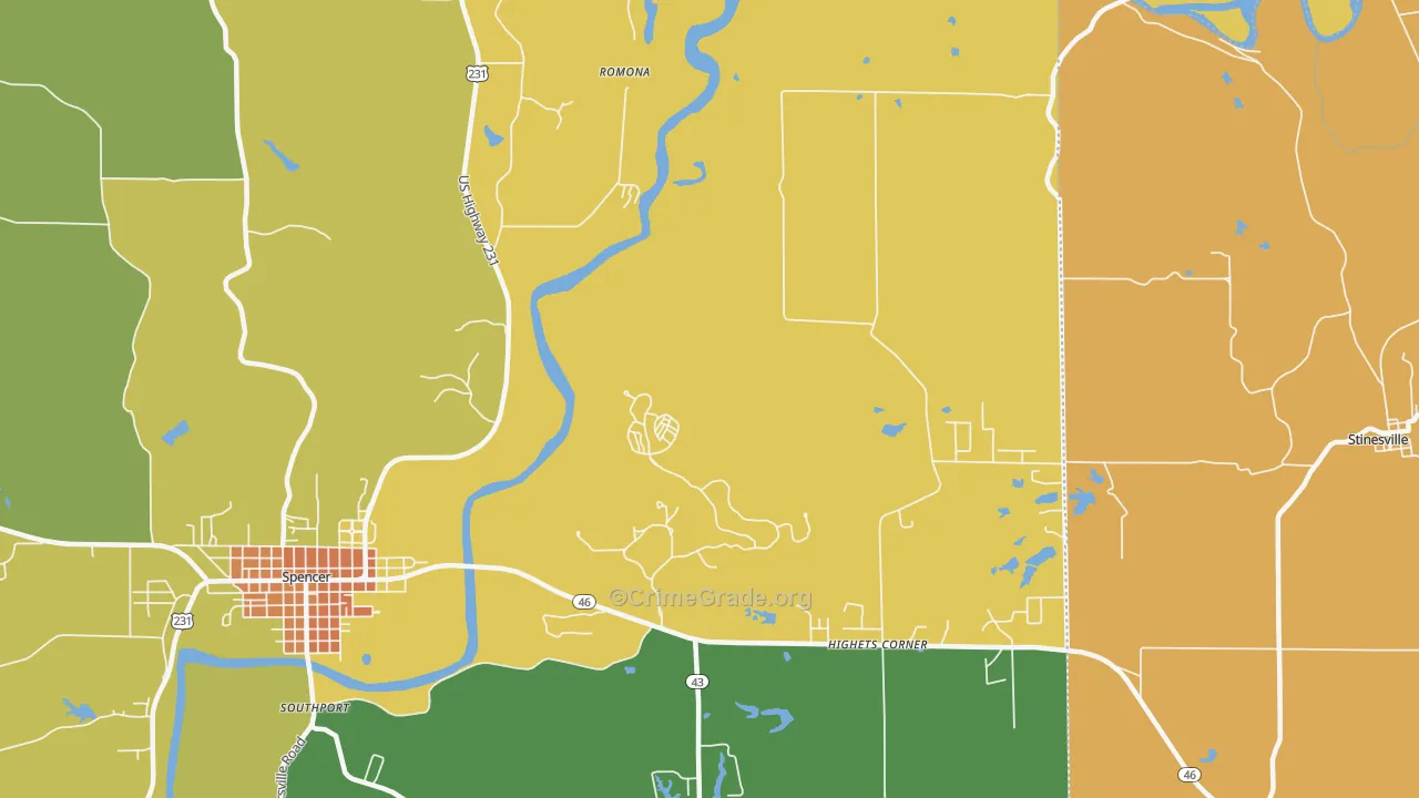 Romona, IN Map of Vandalism Rates