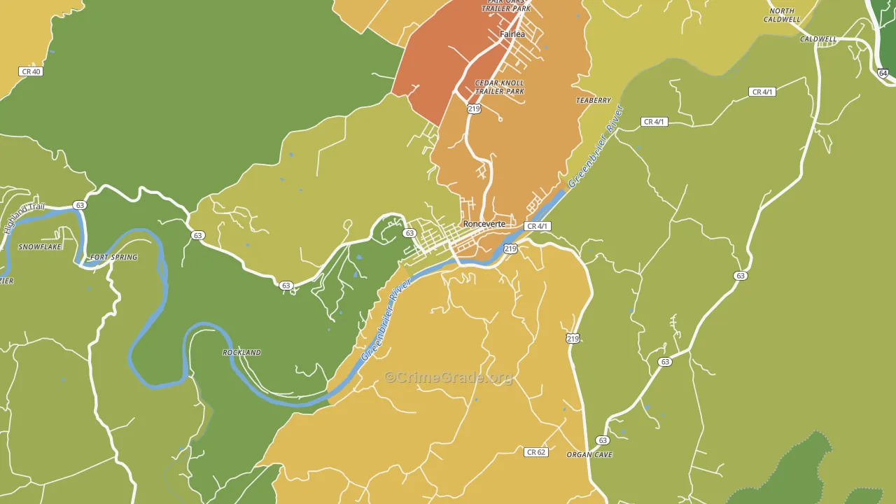Ronceverte, WV Map of Vandalism Rates