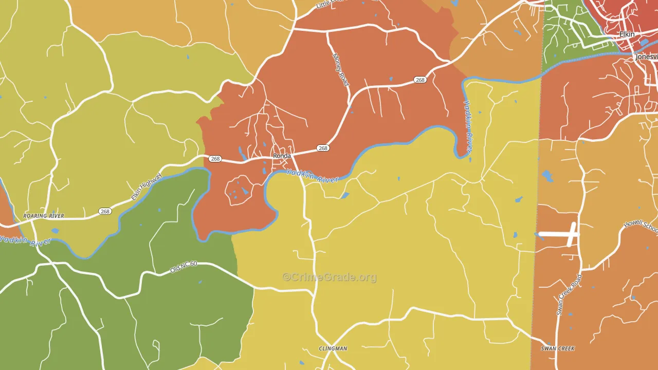 Ronda, NC Map of Vandalism Rates