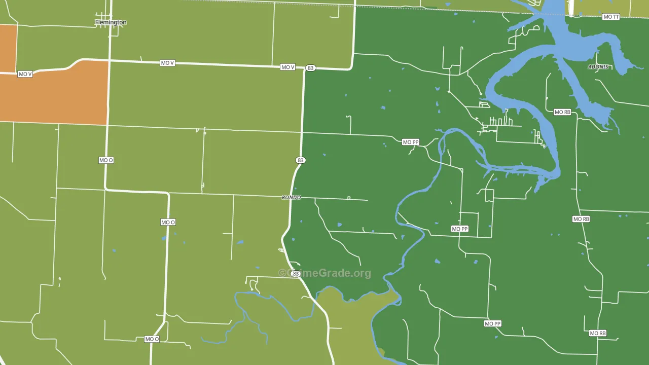Rondo, MO Map of Vandalism Rates
