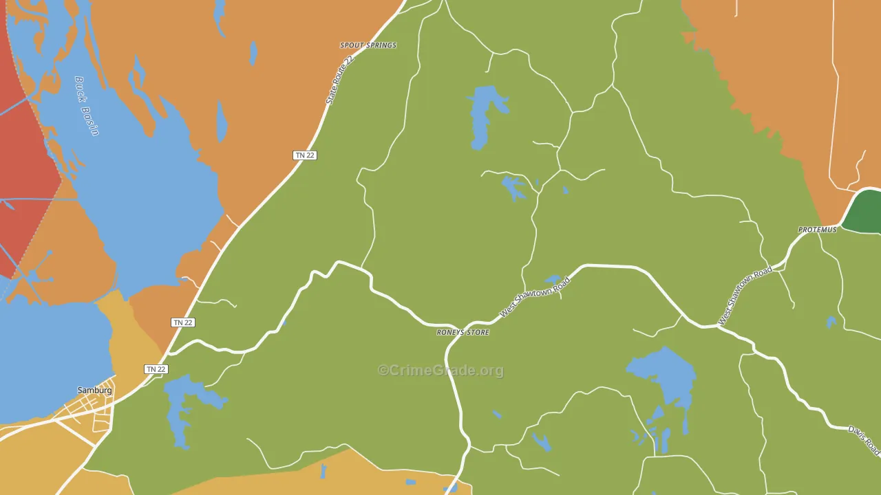 Roneys Store, TN Map of Vandalism Rates
